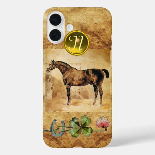 ENGELSE HORSE, HOEFIJZER, CLOVER Monogram Parchmen Case-Mate iPhone Case (Achterkant)