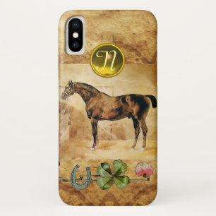ENGELSE HORSE, HOEFIJZER, CLOVER Monogram Parchmen iPhone X Hoesje
