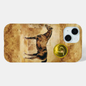 ENGELSE HORSE IN STABLE BROWN PARCHMENT MONOGRAM Case-Mate iPhone CASE (Achterkant (horizontaal))