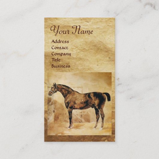 ENGELSE HORSE IN STABLE Parchment Monogram Visitekaartje (Voorkant)