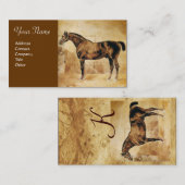 ENGELSE HORSE IN STABLE Parchment Monogram Visitekaartje (Voorkant / Achterkant)