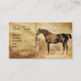 ENGELSE HORSE IN STABLE Parchment Monogram Visitekaartje