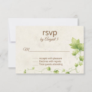 Engelse Ivy Wedding RSVP-Kaart RSVP Kaartje