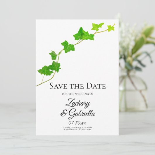 Engelse Ivy Wedding Save the Date (Staand voorkant)