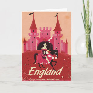Engelse kasteel en ridder vintage reisposter feestdagen kaart