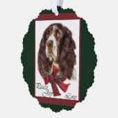Engelse kerstcadeautjes met Springer Spaniel Ornament Kaart (Links)