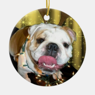 Engelse kerstversiering met Bulldog Keramisch Ornament