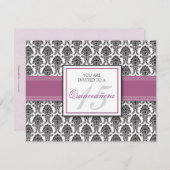 ENGELSE Lavender Damask Quinceanera Uitnodiging (Voorkant / Achterkant)