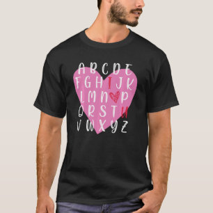 Engelse leraar Alphabet Heart Love You Funny Vale T-shirt