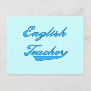 Engelse leraar blauwe tekst T-shirts en cadeaus Briefkaart