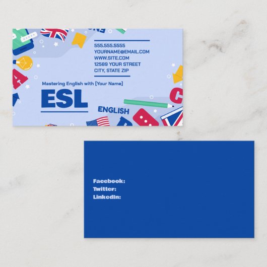 Engelse leraar ESL Visitekaartje (Voorkant / Achterkant)