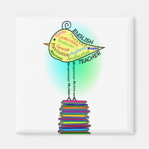 Engelse leraar "Grammar Bird" Gifts Magneet