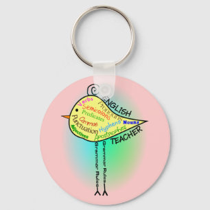Engelse leraar "Grammar Bird" Gifts Sleutelhanger