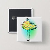 Engelse leraar "Grammar Bird" Gifts Vierkante Button 5,1 Cm (Voorkant /achterkant)