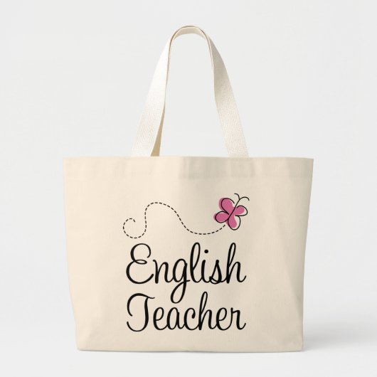 Engelse leraar roze vlinder grote tote bag (Voorkant)