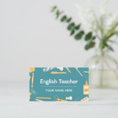 Engelse leraar School Things Pattern Home Tutor Visitekaartje (Staand voorkant)