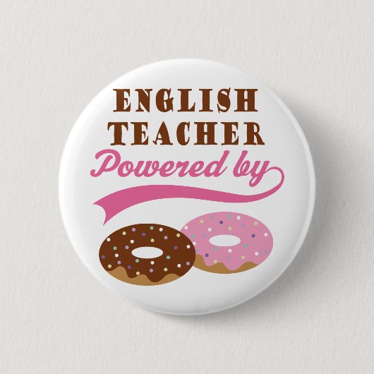 Engelse lerarencadeau (Donuts) Ronde Button 5,7 Cm (Voorkant)
