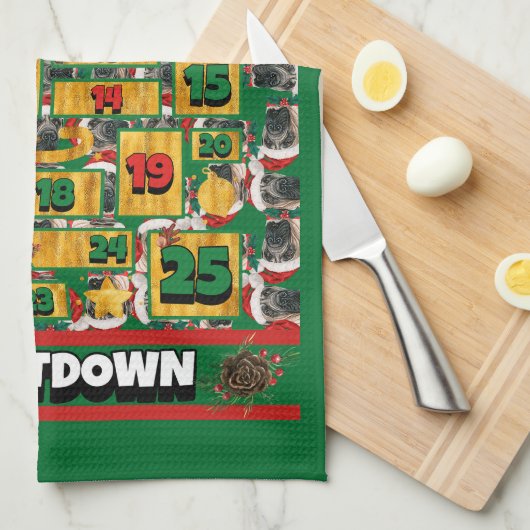 Engelse Mastiff Countdown Kerstman Advent Dog Theedoek (Quarter Fold)