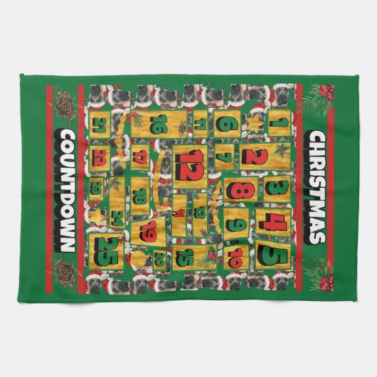 Engelse Mastiff Countdown Kerstman Advent Dog Theedoek (Horizontaal)