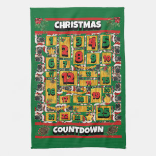 Engelse Mastiff Countdown Kerstman Advent Dog Theedoek