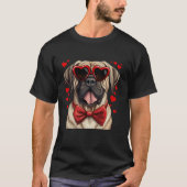 Engelse Mastiff Dog Hearts Zonnebril Bow Stropdas T-shirt (Voorkant)