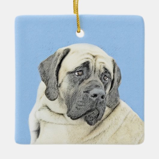 Engelse mastiff (Fawn)-schilderij - Oorspronkelijk Keramisch Ornament (Voorkant)