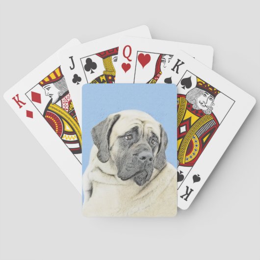 Engelse mastiff (Fawn)-schilderij - Oorspronkelijk Pokerkaarten (Achterkant)