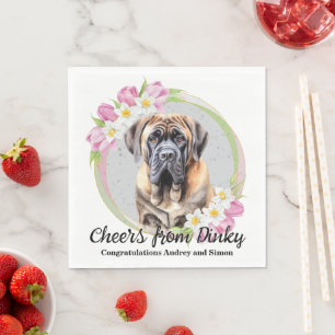 Engelse Mastiff-hond Trouwservetten Met Foto Servet