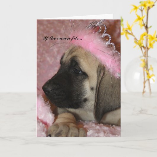 Engelse Mastiff Puppy gekroond tot prinses Kaart (Gele Bloem)