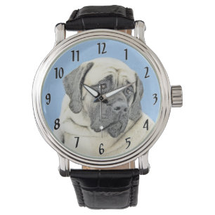 Engelse Mastiff (Reebruin) Schilderij - Originele Horloge