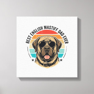 Engelse Mastiff Vader Vintage Zonsondergang Hond V Canvas Afdruk