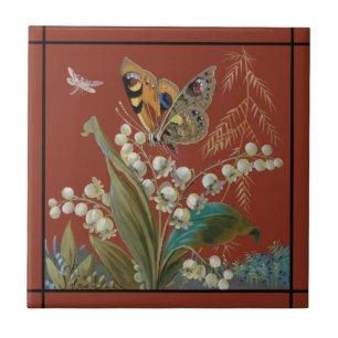 Engelse minton Hollins Handbeschilderd Butterfly R Tegeltje
