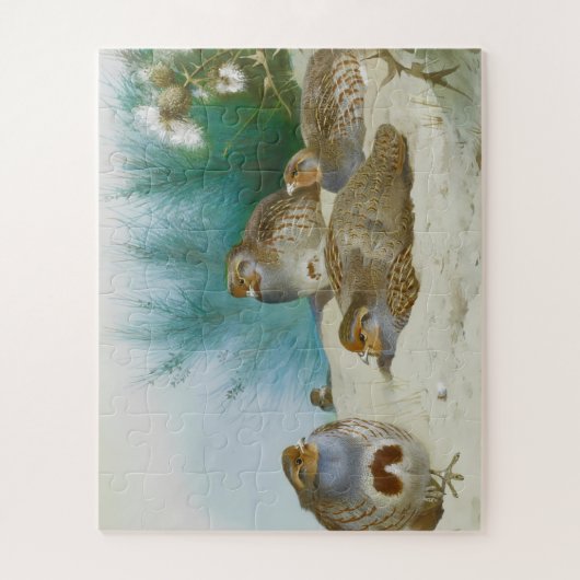 Engelse patrijs met paard en distel, Kunst Legpuzzel (Verticaal)