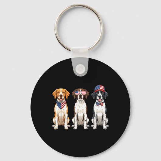 Engelse Pointer 4 juli Amerikaanse Vlag Hond Sleutelhanger (Voorkant)