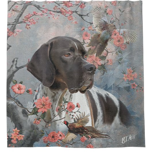 Engelse pointer douchegordijn (Voorkant)