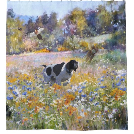 Engelse pointer douchegordijn (Voorkant)