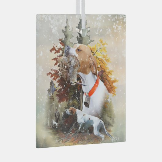 Engelse pointer glas ornament (Voorkant Rechts)