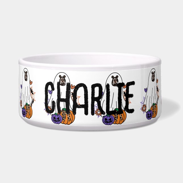 Engelse Pointer Halloween Ghost Dog Voerbakje (Voorkant)