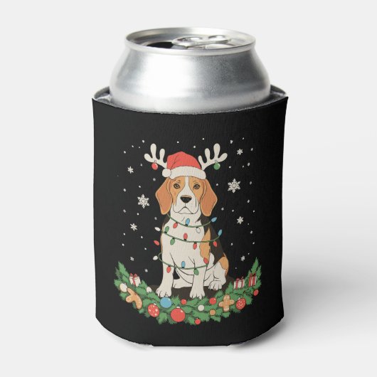 Engelse Pointer Hond Rendier Hoed Kerstverlichting Blikjeskoeler (Blikje Voorkant)