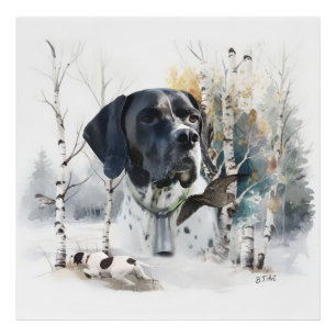 Engelse Pointer, Houtsnip Jachtseizoen, Kunst Foto Afdruk