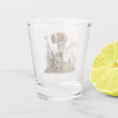 Engelse pointer, jacht op vogels shot glas (Achterkant)