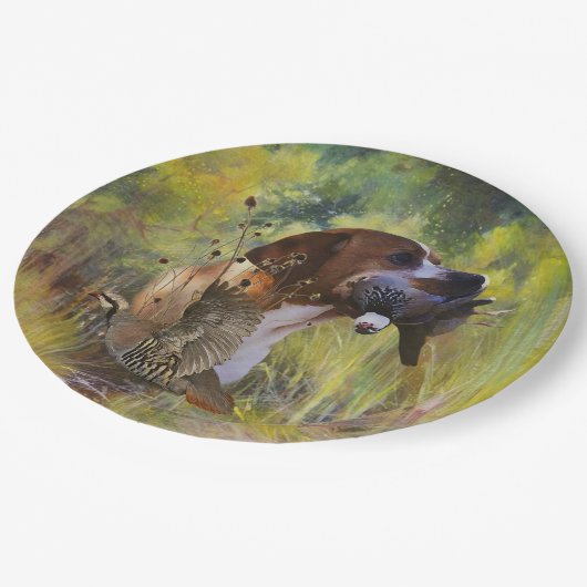 Engelse pointer papieren bordje (Gekanteld)