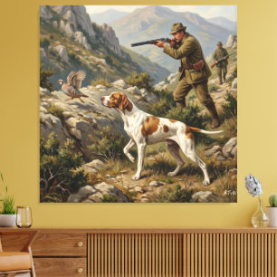 Engelse Pointer, Patrijshond Canvas Afdruk