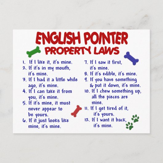 ENGELSE POINTER Property Laws 2 Briefkaart (Voorkant)