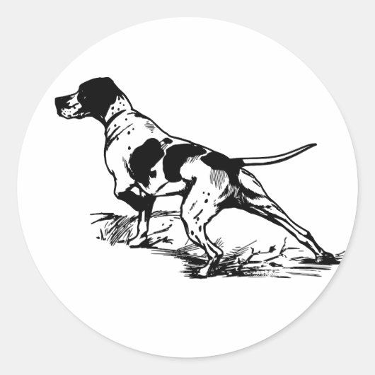 Engelse pointer ronde sticker (Voorkant)