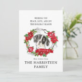 Engelse Pointer Waterverf Poinsettia Kerst Feestdagenkaart (Staand voorkant)