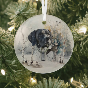Engelse Pointer, Woodcock Hunting Season, Kunst Glas Ornament