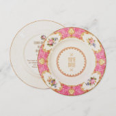 Engelse Roos Garden Party High Tea Uitnodiging (Voorkant / Achterkant)