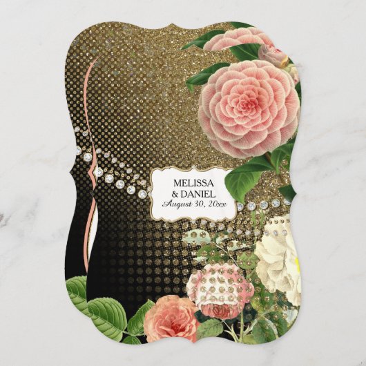 Engelse Rozen Glam Old Hollywood Regency Kaart (Voorkant / Achterkant)