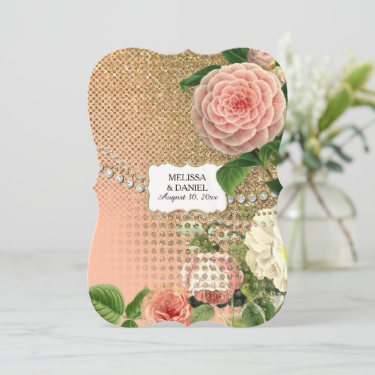  Engelse Rozen Glam Old Hollywood Regency Kaart (Staand voorkant)